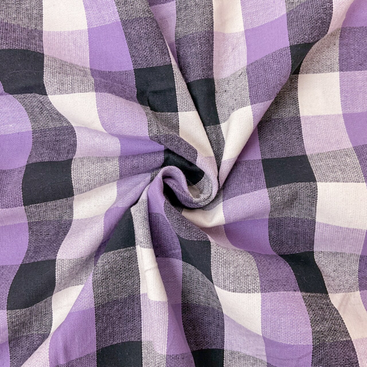 Purple-Multi Cotton Spandex Stretch Check Gingham Woven Fabric By the Yard